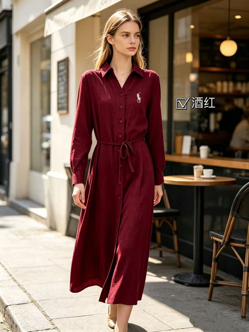 Polo Long Shirt (Maroon)