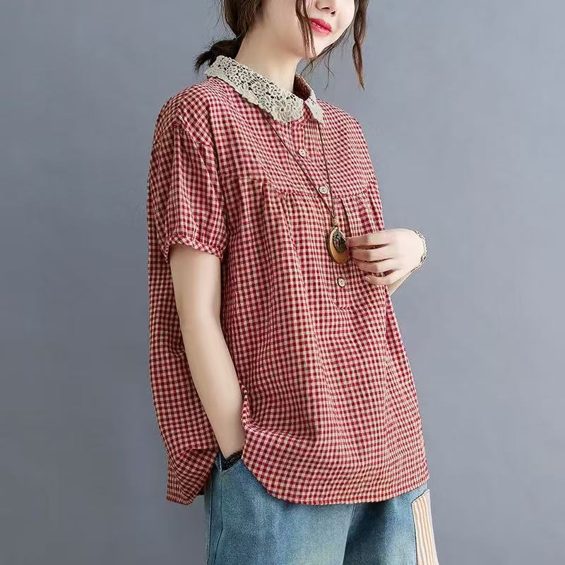 Korean Check Single Shirt Half Sleeve