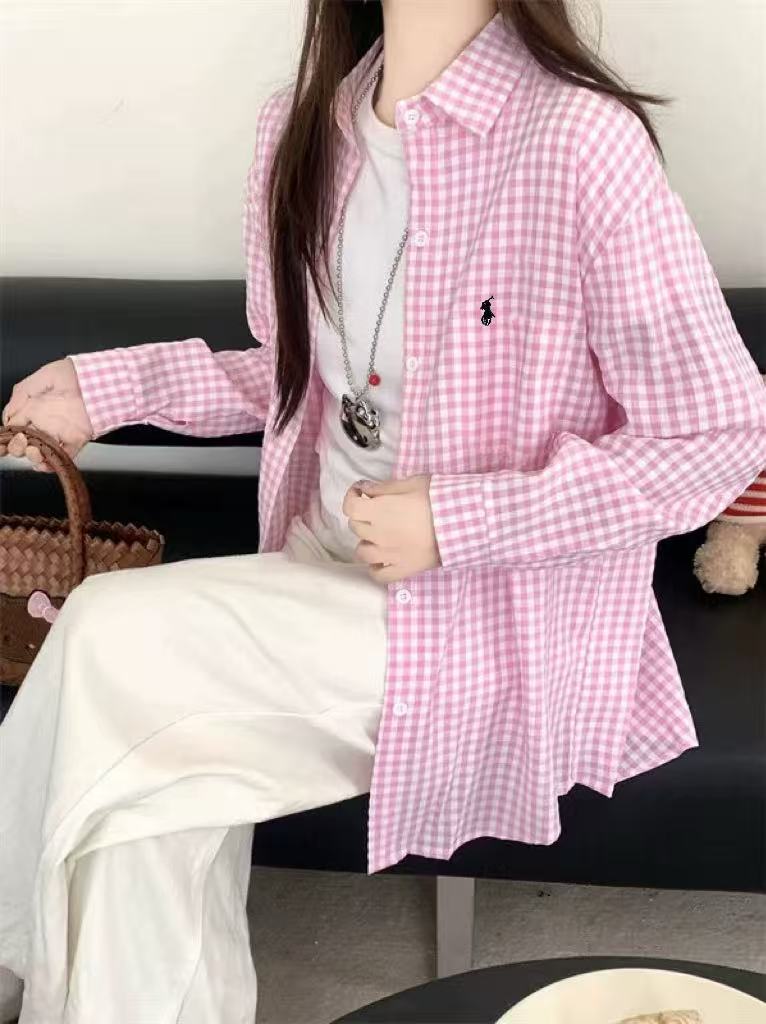 Pink Check Single Shirt Full Sleeve