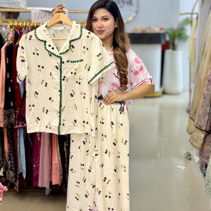 Black Cerry Embroidery PJ Set (2pc)