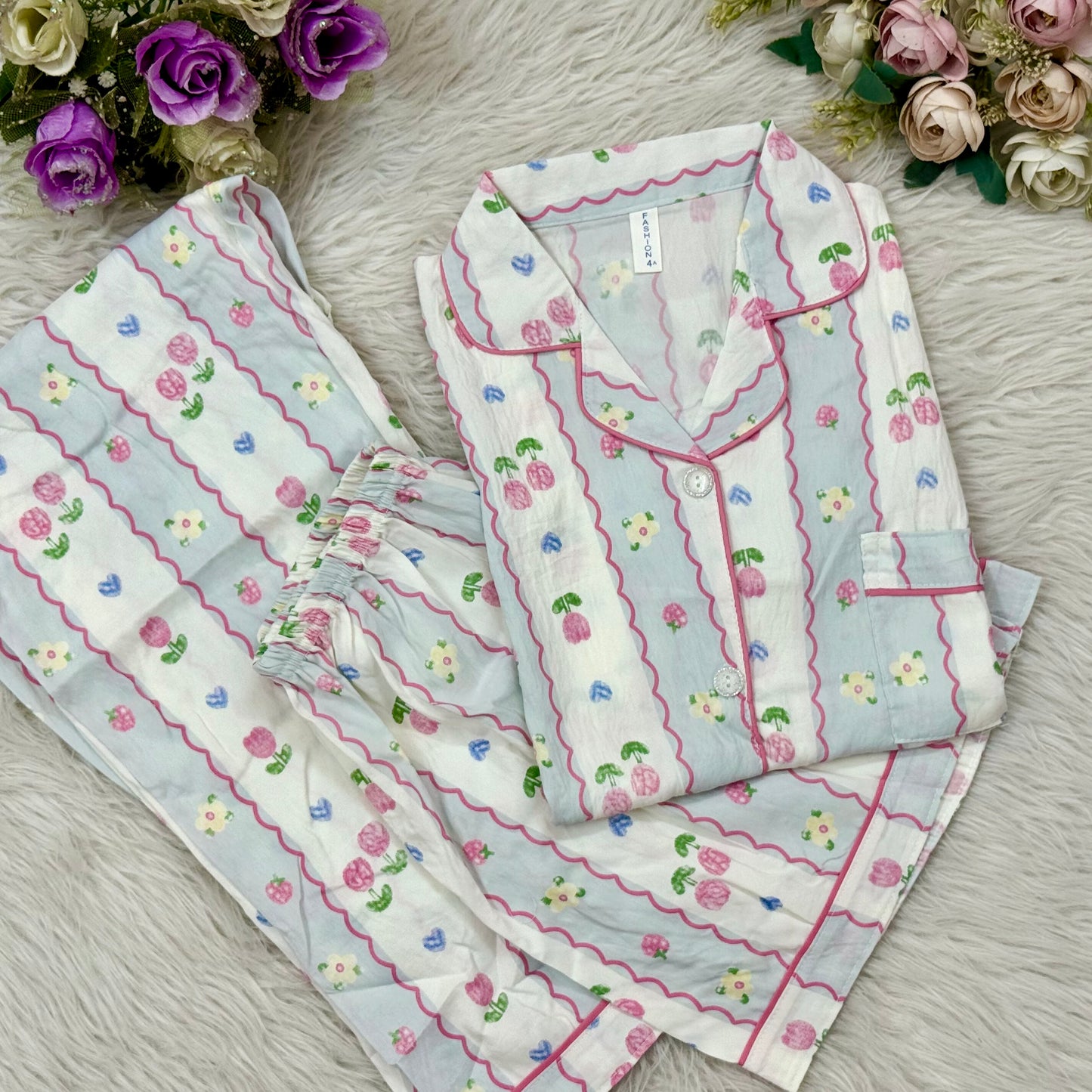 Half Sleeve Fruit Print PJ Set (3pc)