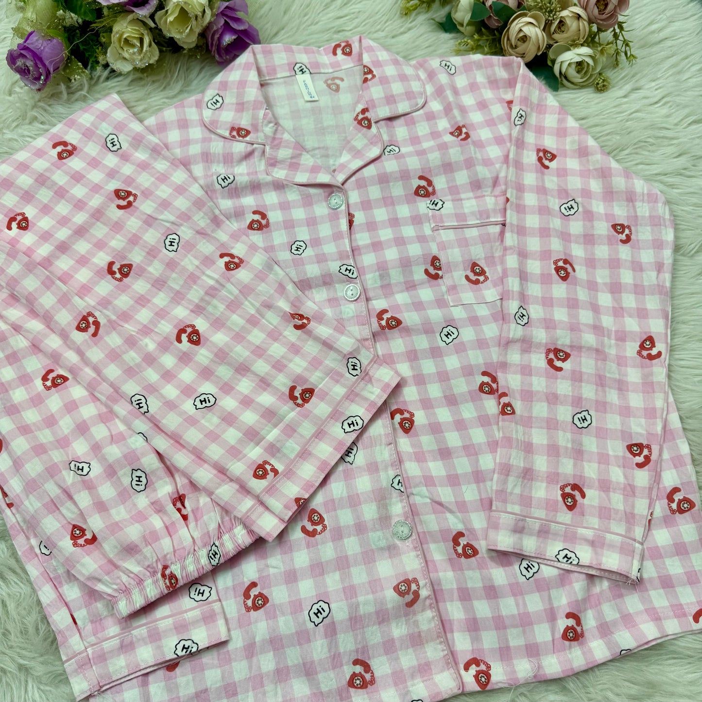 Full Sleeve Red Phone PJ Set (2pc)