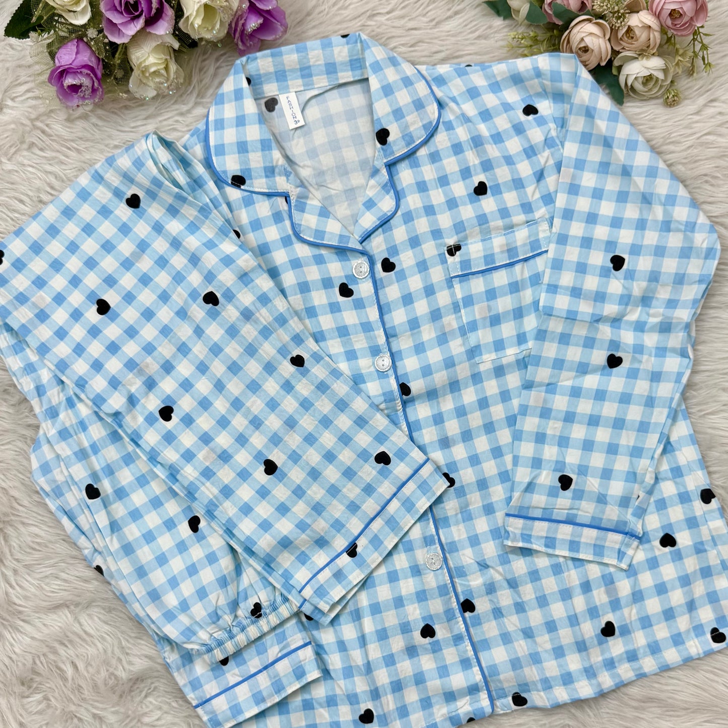 Full Sleeve Sky Check PJ Set (2pc)