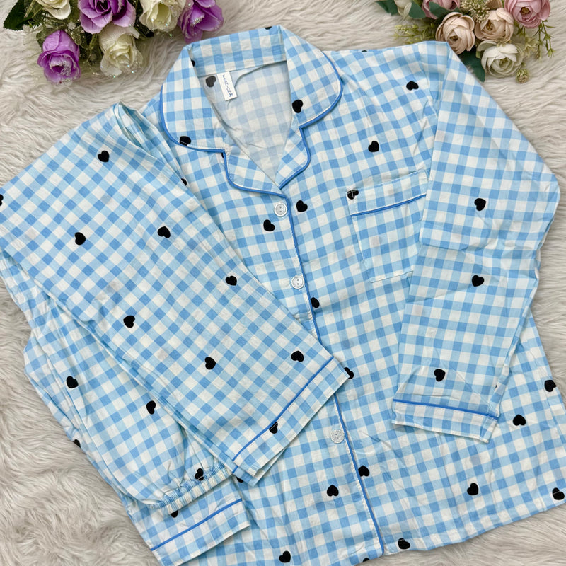 Full Sleeve Sky Check PJ Set (2pc)