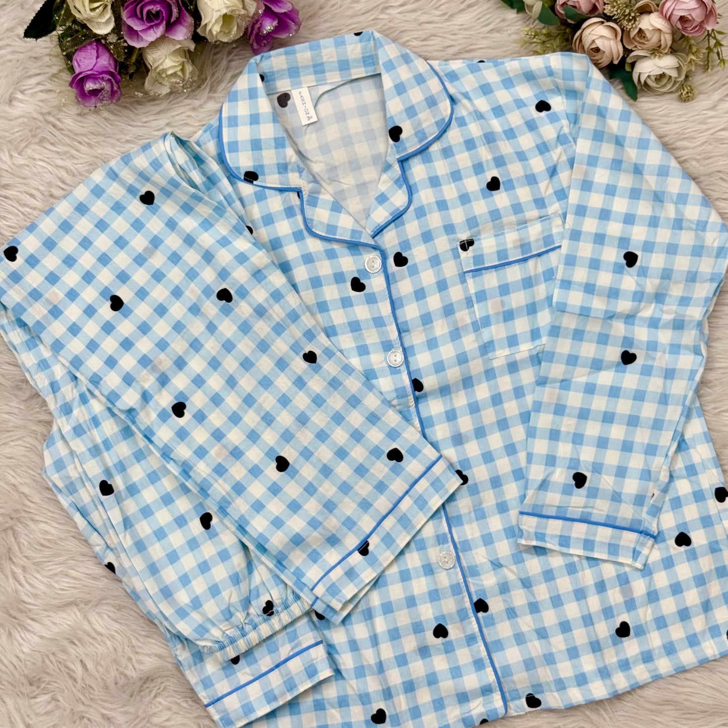 Full Sleeve Sky Check PJ Set (2pc)