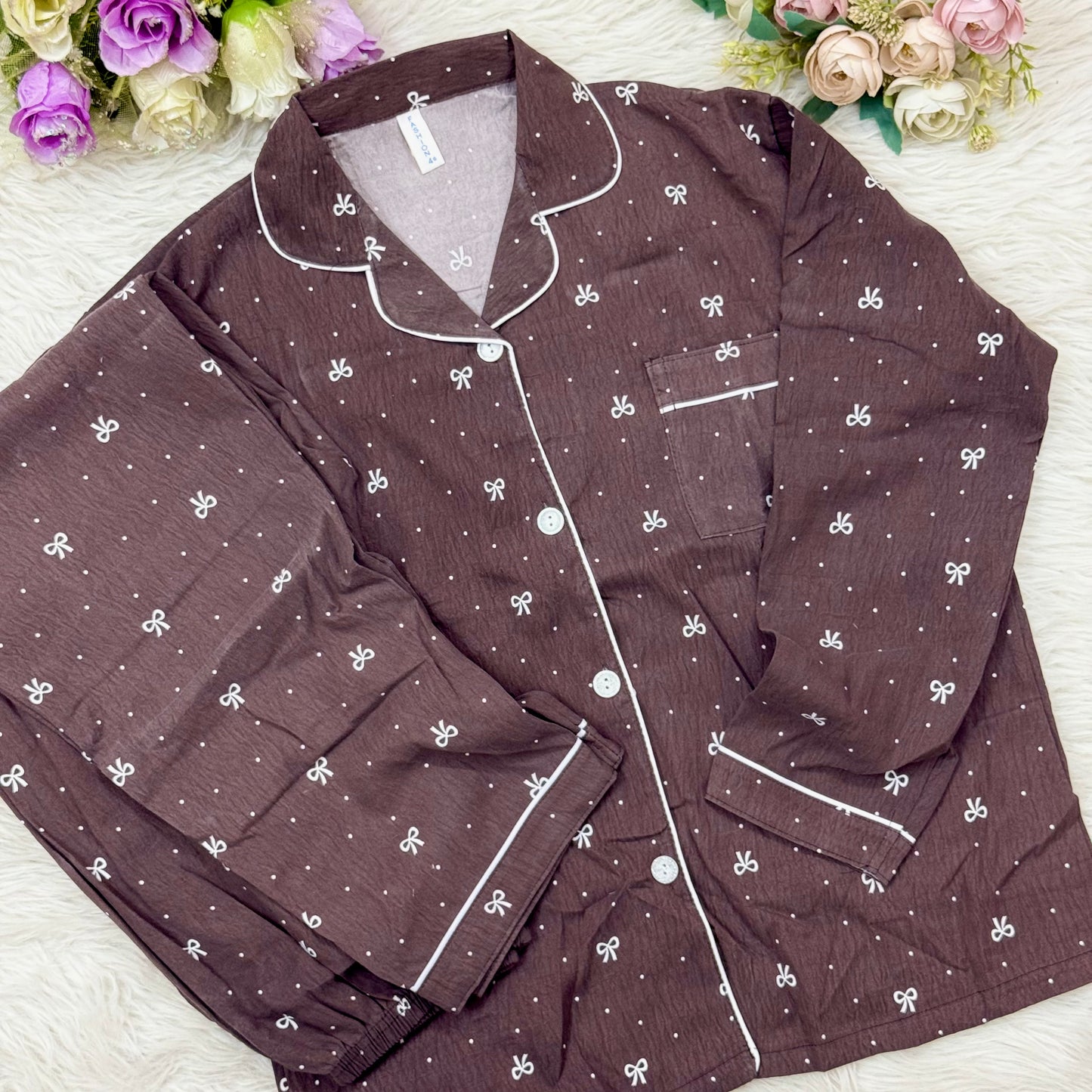 Coffee BOW Print PJ Set (2pc)