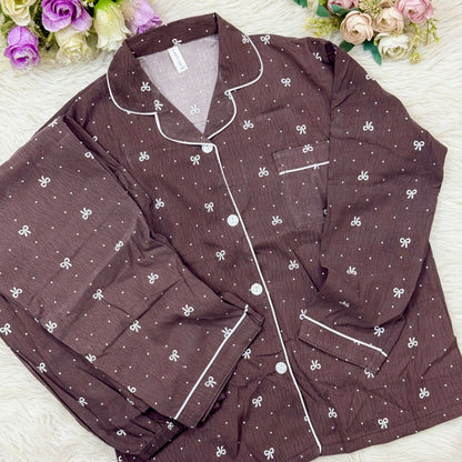 Coffee BOW Print PJ Set (2pc)