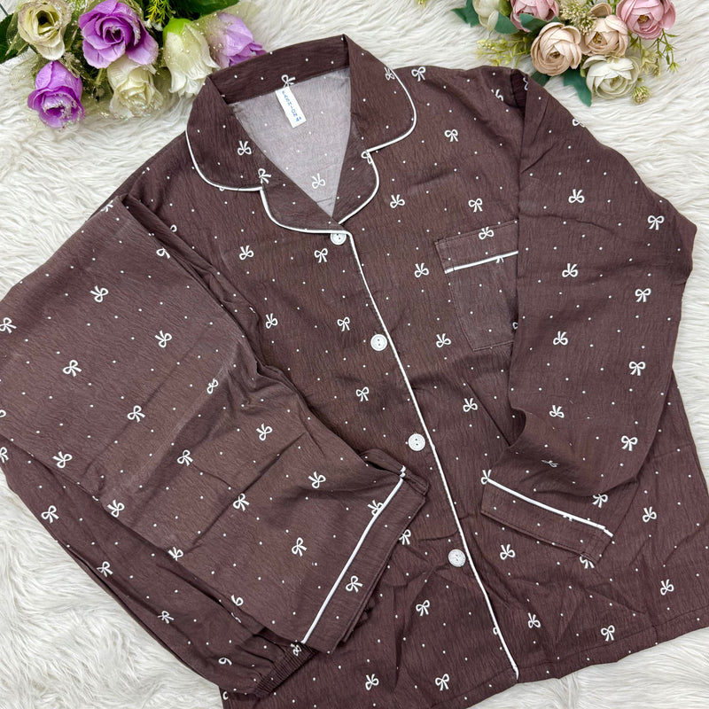Coffee BOW Print PJ Set (2pc)