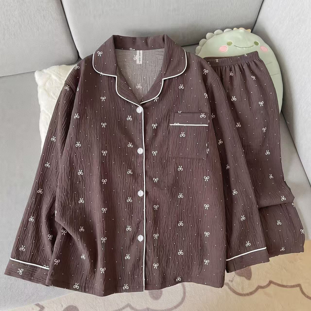 Coffee BOW Print PJ Set (2pc)